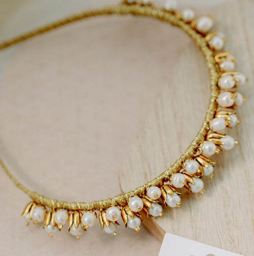 Pearls and brass headband -  couronne style 23008