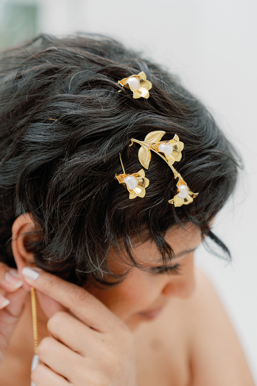 BHLDN Anthro Les Couronnes De Victoire Botanical Flower Floral Hair Pins (3) Hair pins | Les Couronnes de Victoire main image 2