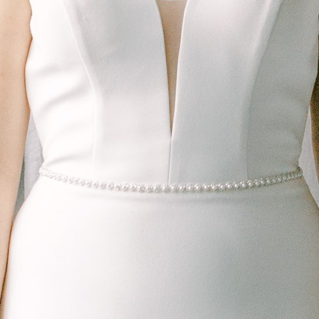 Thin Pearls Wedding Dress Sash, Bridesmaids Sash