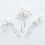 flowers wedding hair pins, set of 3 hair pins with clay flowers - style 22003