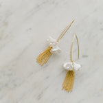 tassel bridal earrings, wedding earrings with blossoms and swarovski crystal encrusted-  EXPRESSION style 21047
