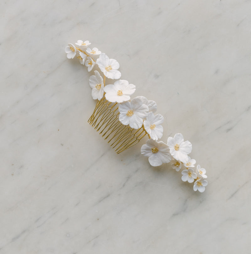 blossoms bridal headpiece, wedding hair comb, BRISE style 21014