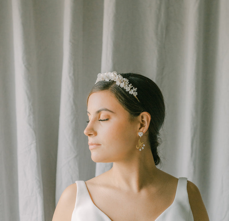 flowers bridal headpiece, Bridal crown with clay flowers, DESIR style 21004