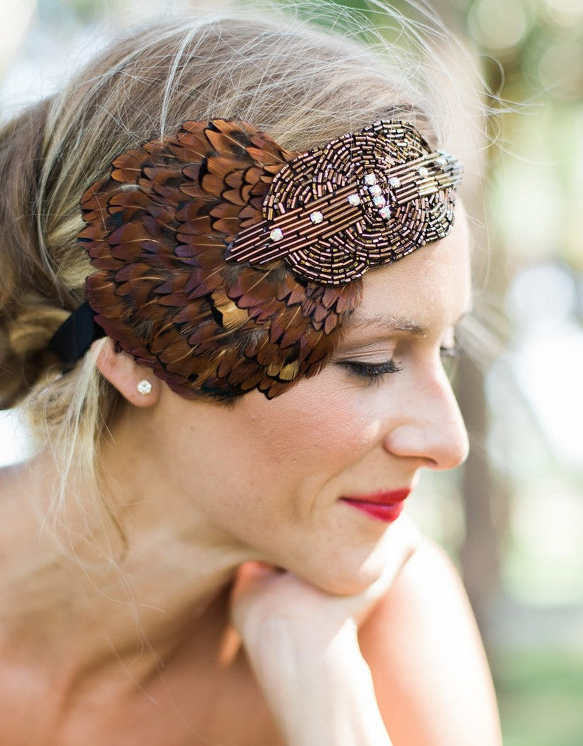 feather flapper headband - 150079 ADDISON