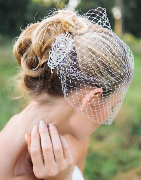 Nestina Simple Birdcage Veil White