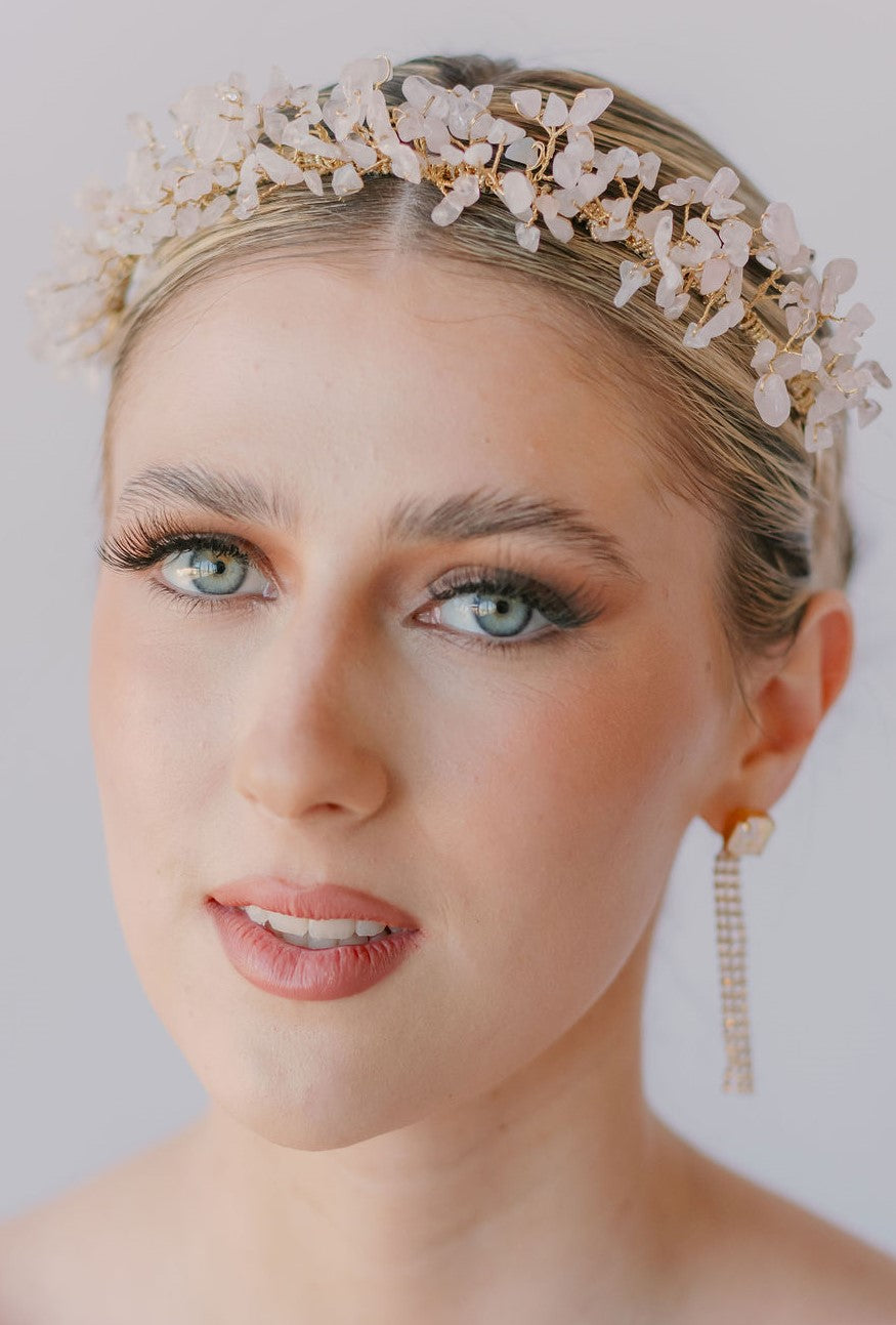 rose quartz chips headband - style 23819