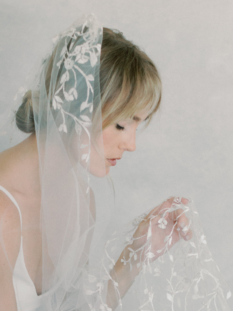 sample sale Handpainted Baby's Breath Veil - figertip veil, Chaptel veil (has seen on Anthropologie weddings)