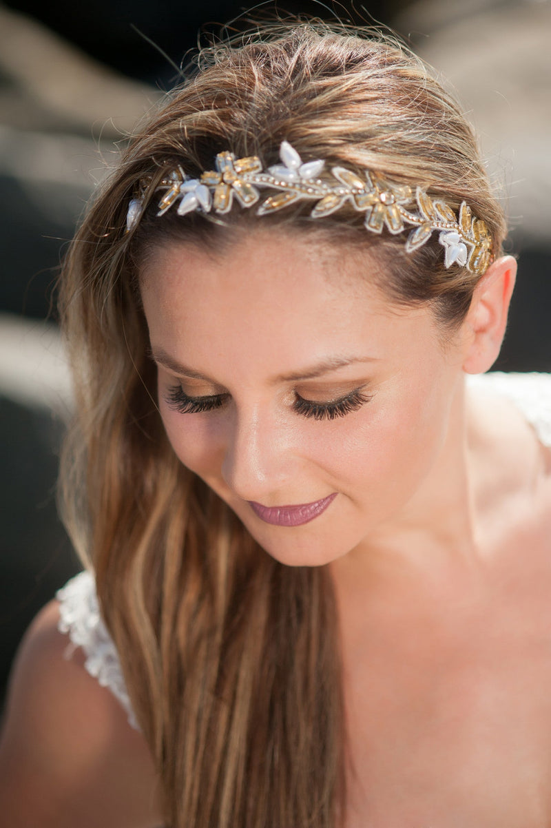 Sample sale - beaded vine headpiece and sash HPB170604 Colette