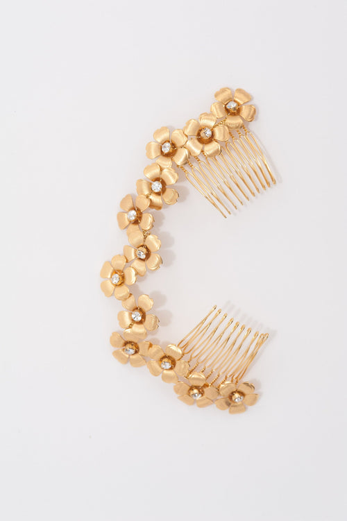 Sample sale - gold plated brass flowers cluster comb HP170617 Malia