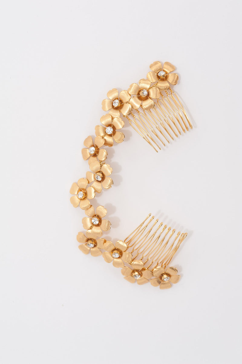 Sample sale - gold plated brass flowers cluster comb HP170617 Malia