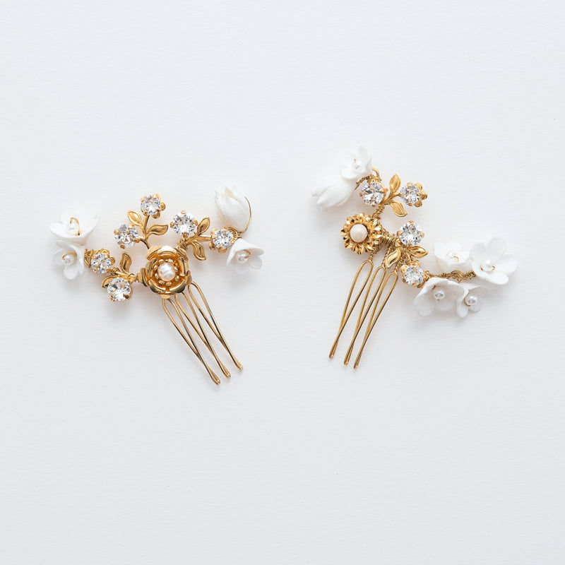 sample sale floral bridal hair combs set - style 22006