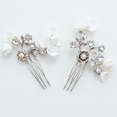 sample sale floral bridal hair combs set - style 22006