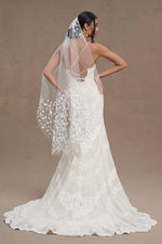 sample sale Handpainted Baby's Breath Veil - figertip veil, Chaptel veil (has seen on Anthropologie weddings)