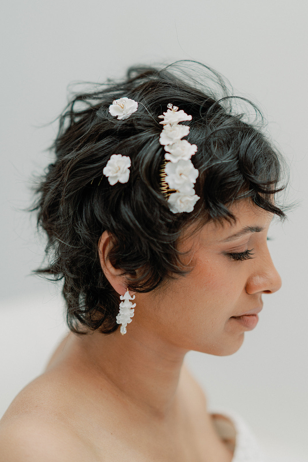 wedding headpiece, floral hair pins and comb set - AYA - 25031