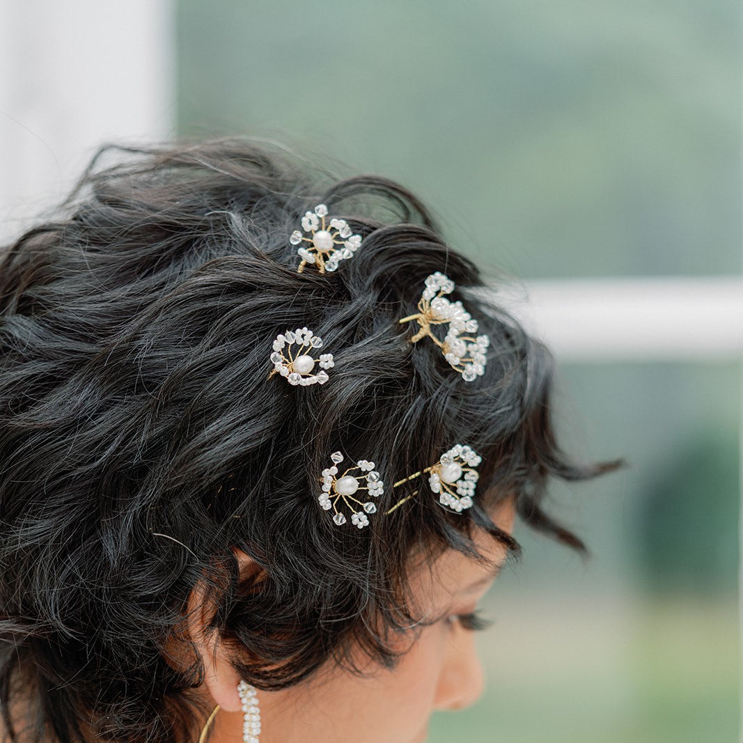 crystal bridal hair pin set of 5 - AMANDINE- 25007