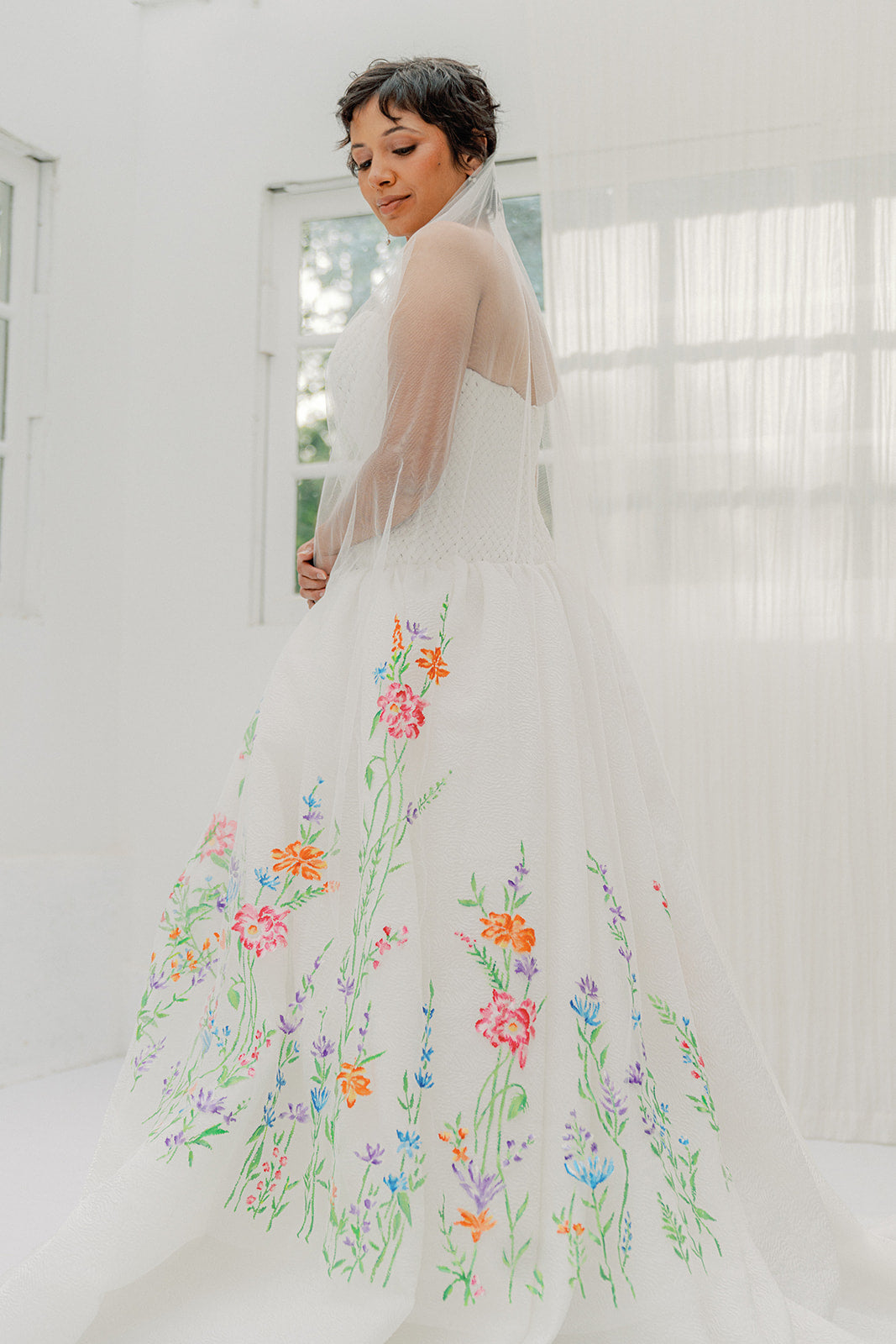 colorful hand painted veil - wildflowers - 23802 – Nestina Accessories