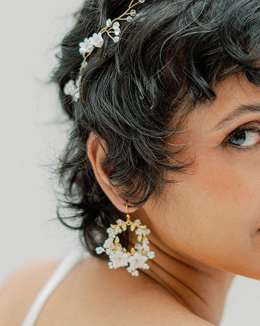 vine earrings with clay flowers - AUGUSTINE- 25021