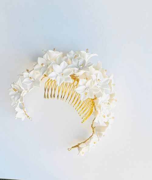 clay flowers hair comb Moda - 24007