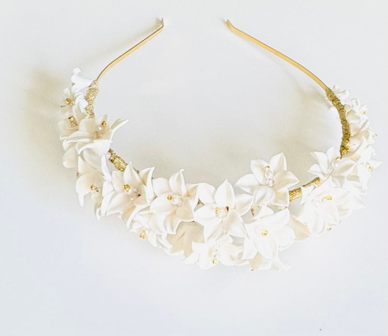 clay flowers headband Mara - 24006