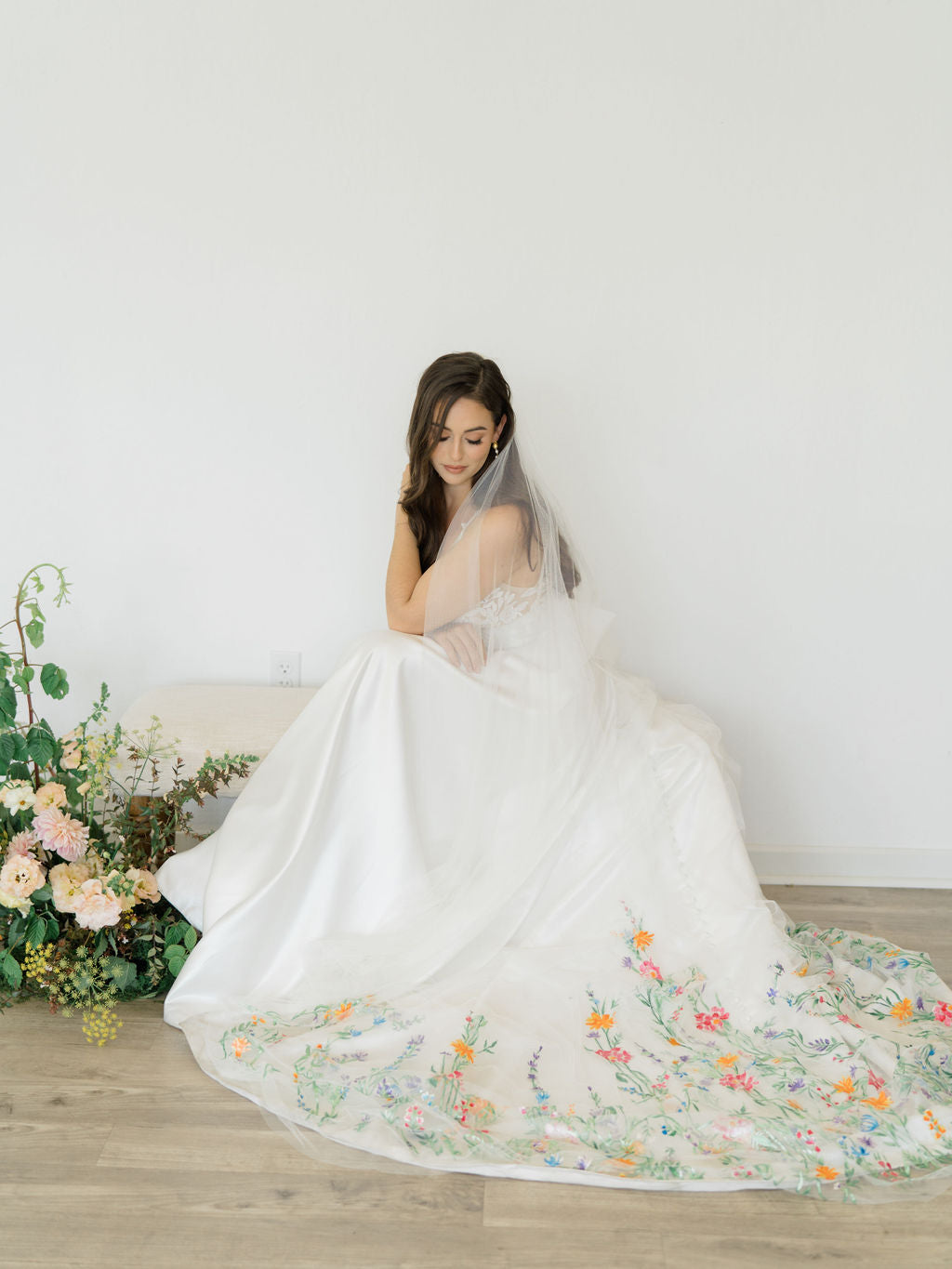 colorful hand painted veil - wildflowers - 23802 – Nestina Accessories