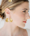 Gold Plated floral earrings with freshwater pearl- style 23014