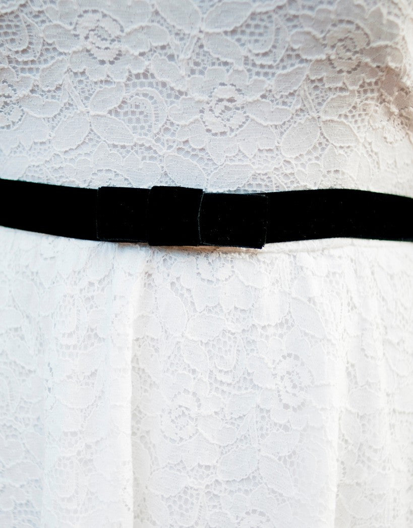 bow stretch velvet belt White / XL