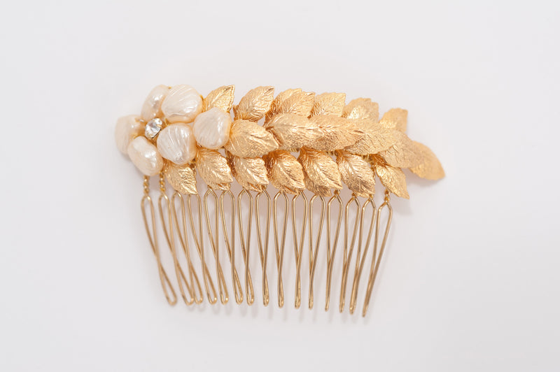 leaves brass hair comb HP170629