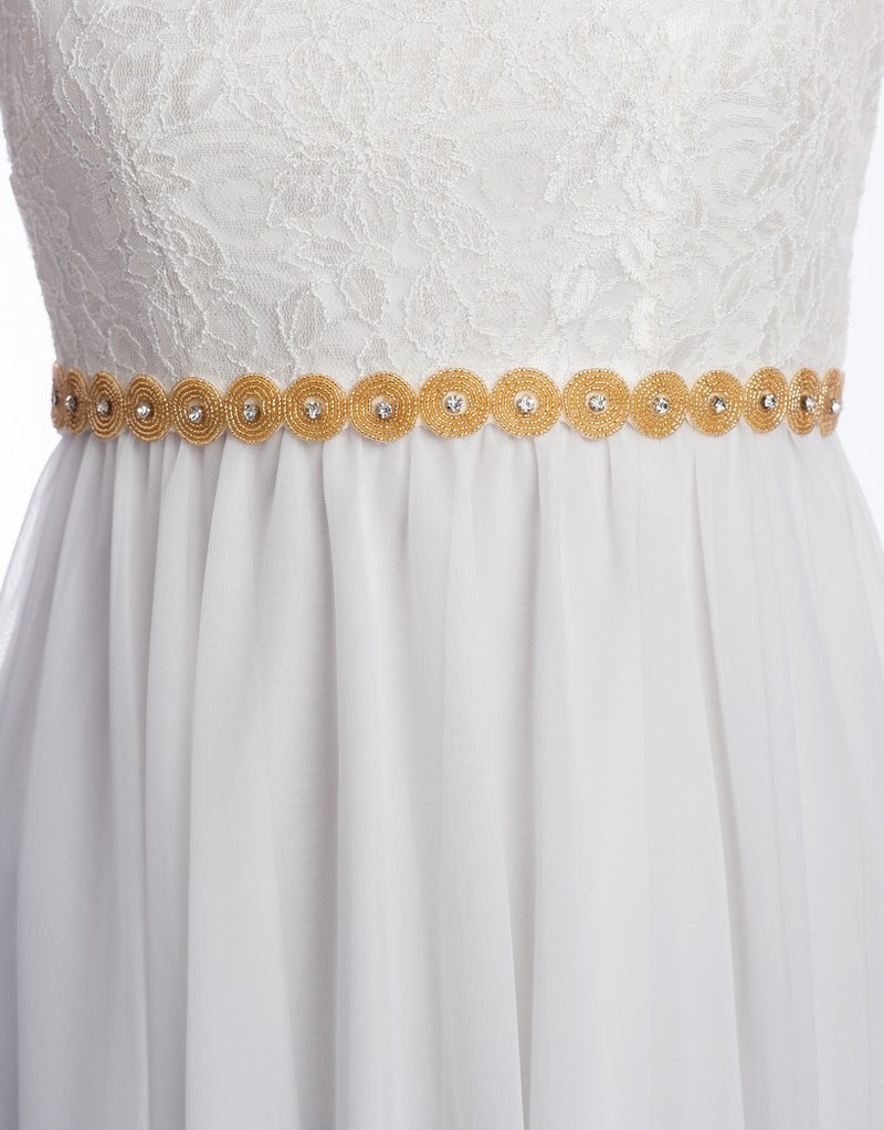 gold beaded bridal sash - RONDA - 150049