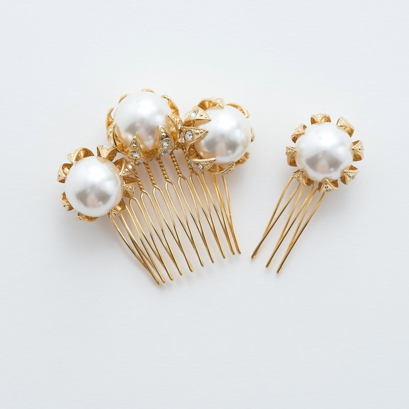 bridal pearls hair combs set - style 22027