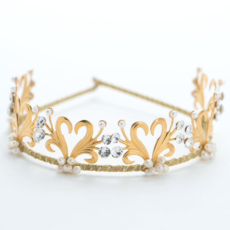 plated brass crystal spray crown, gold crown, style 22034