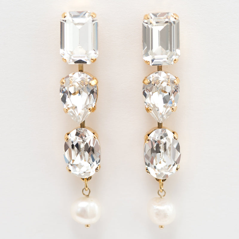 crystal earrings with freshwater pearl- style 22033