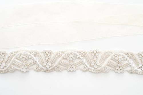 white opal wedding sash - style 20057