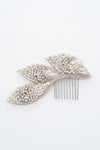 sample sale pearls and crystal beaded leaves hair comb - style 20009