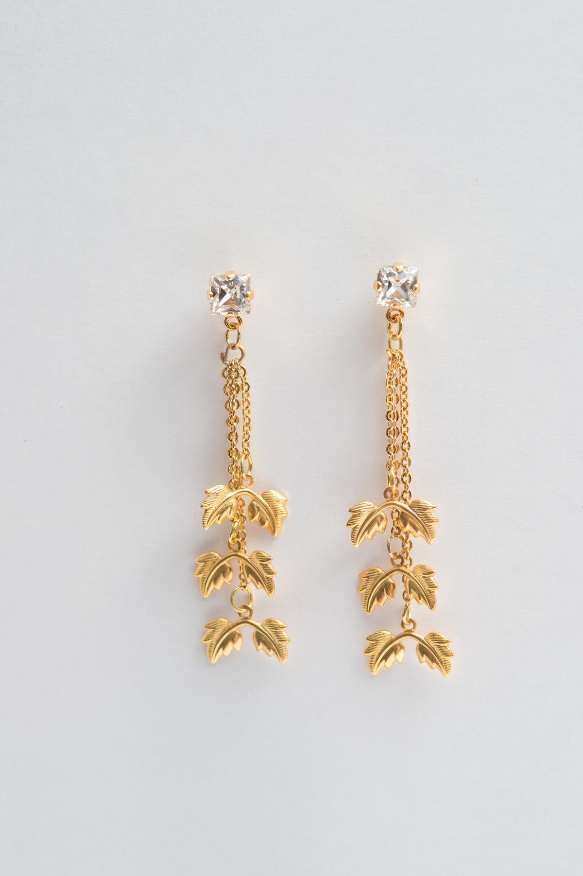 cascade leaves dangler crystal earrings - style 20048