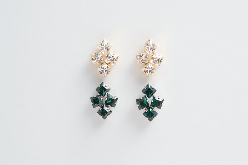 losange square crystal studs earring - style 20039