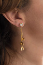 cascade leaves dangler crystal earrings - style 20048