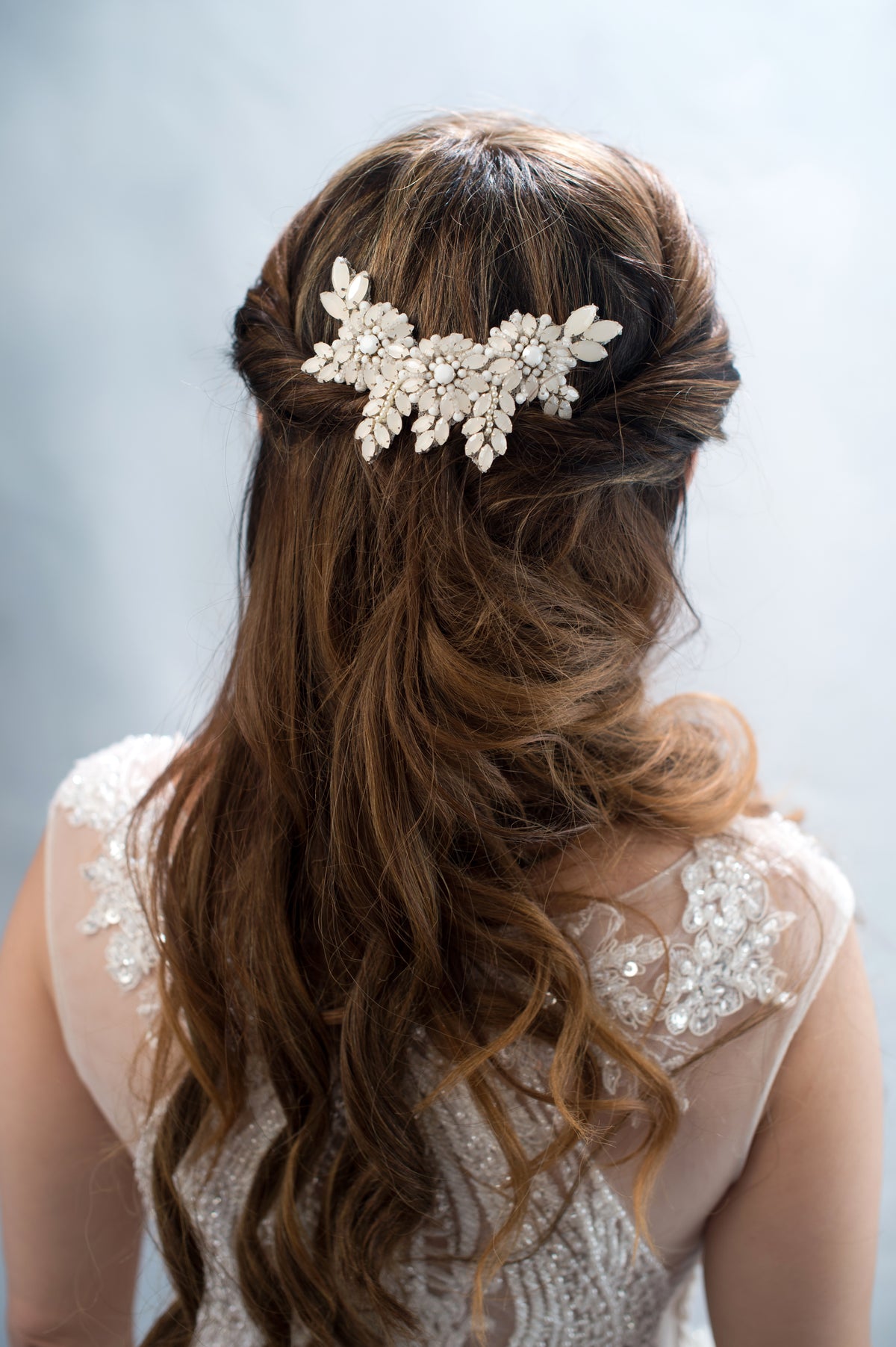 white opal wedding headpiece - style 20008