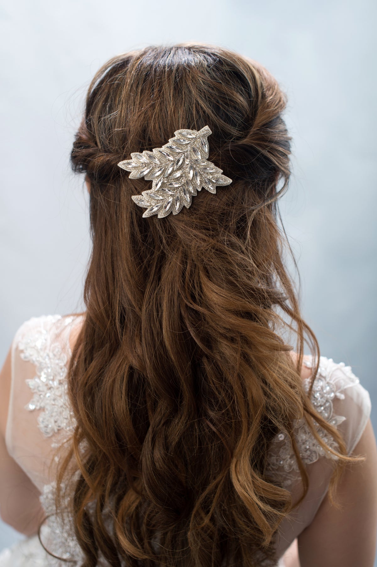 crystal leaf hair clip - style 20012