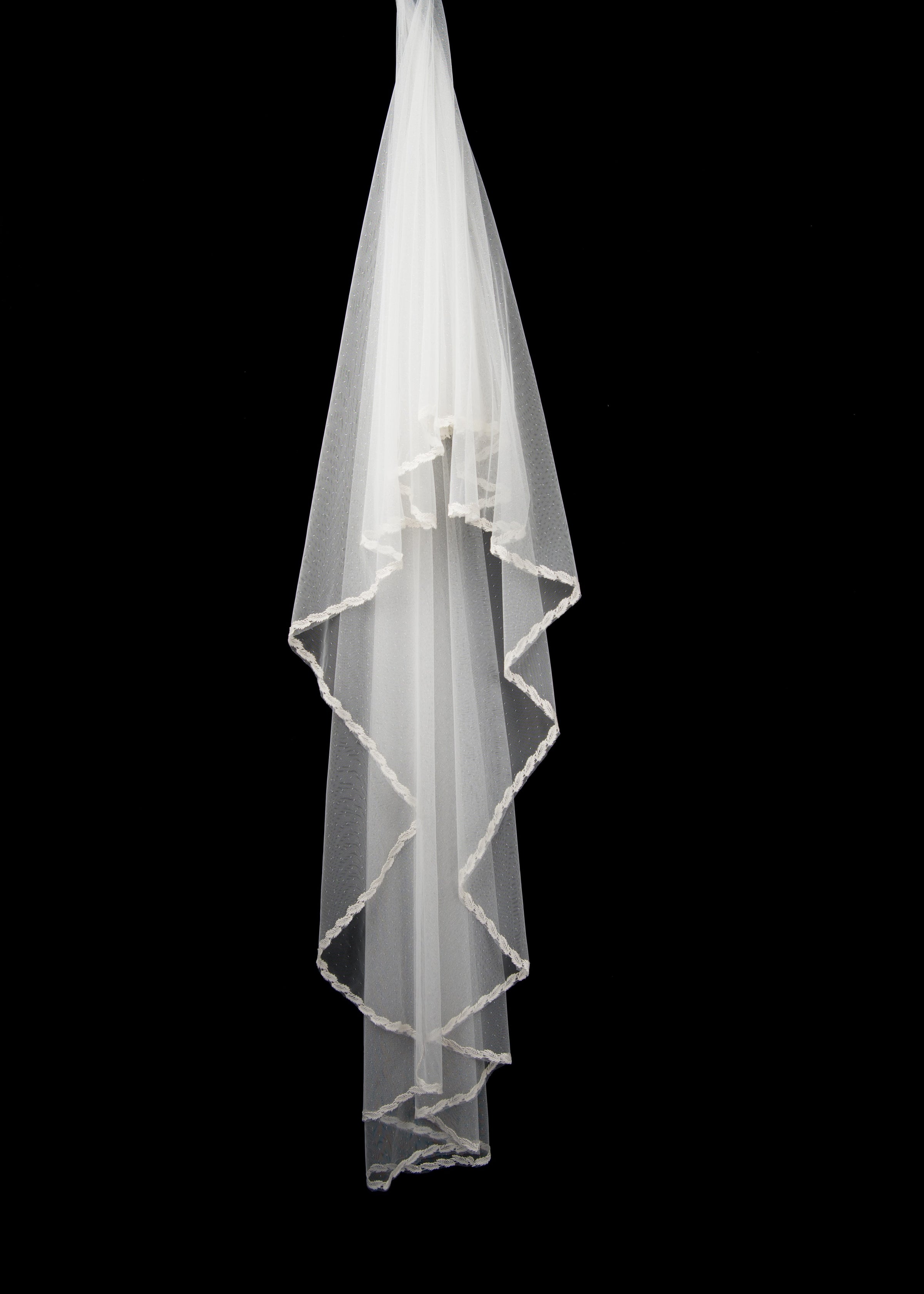Nestina Accessories Drop Veil with Birdcage Design Tulle, Soft Bridal Veil, Blusher Veil, Circle Veil - Poeme Style 21035 30 (blusher) x 80 Train
