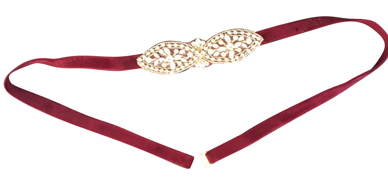 Fitted bridesmaids belts with golden beading (as seen on BHLDN)