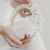pearls and clay flowers bridal crown, baby beath wedding headband style 22001
