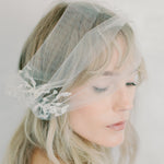 Bandeau hand painted baby breath veil - style 22020