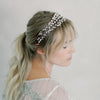 pearls vine headpiece, wedding hair vine with small clay flowers and rice pearls - style 22025