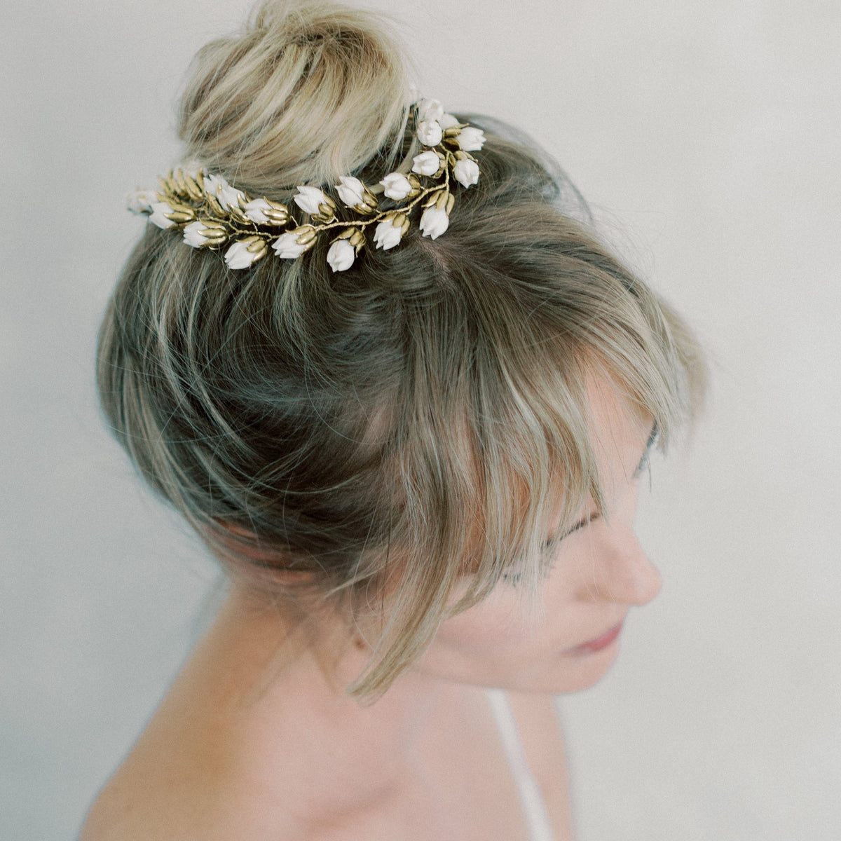 wedding vine, bridal headpiece with flowers buds - style 22014