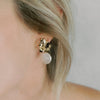 pearls earrings, keshi pearls earring with mapple leaf - style 22010