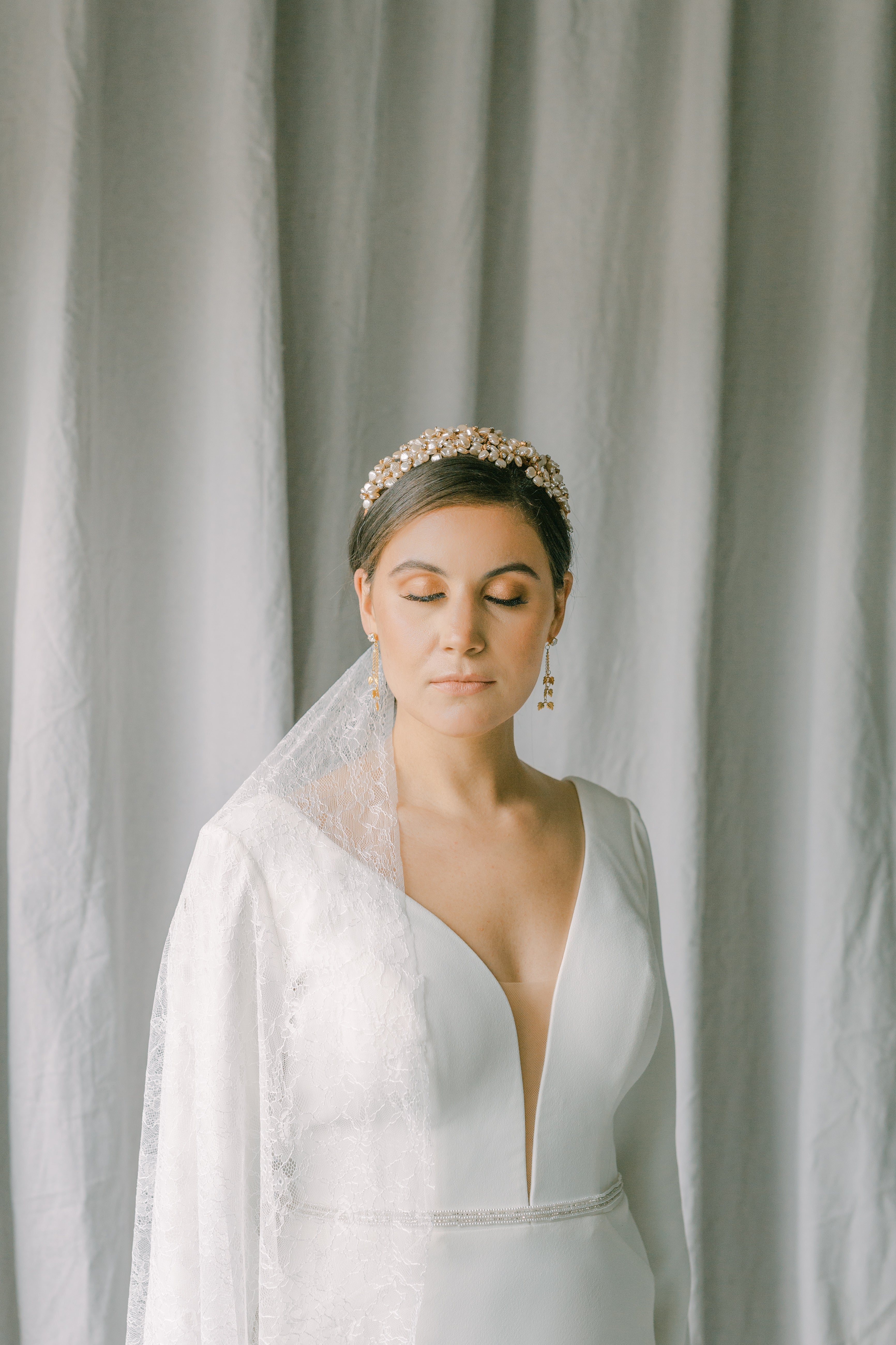wedding veil with lace fabric, lace bridal veil - Promesse Style
