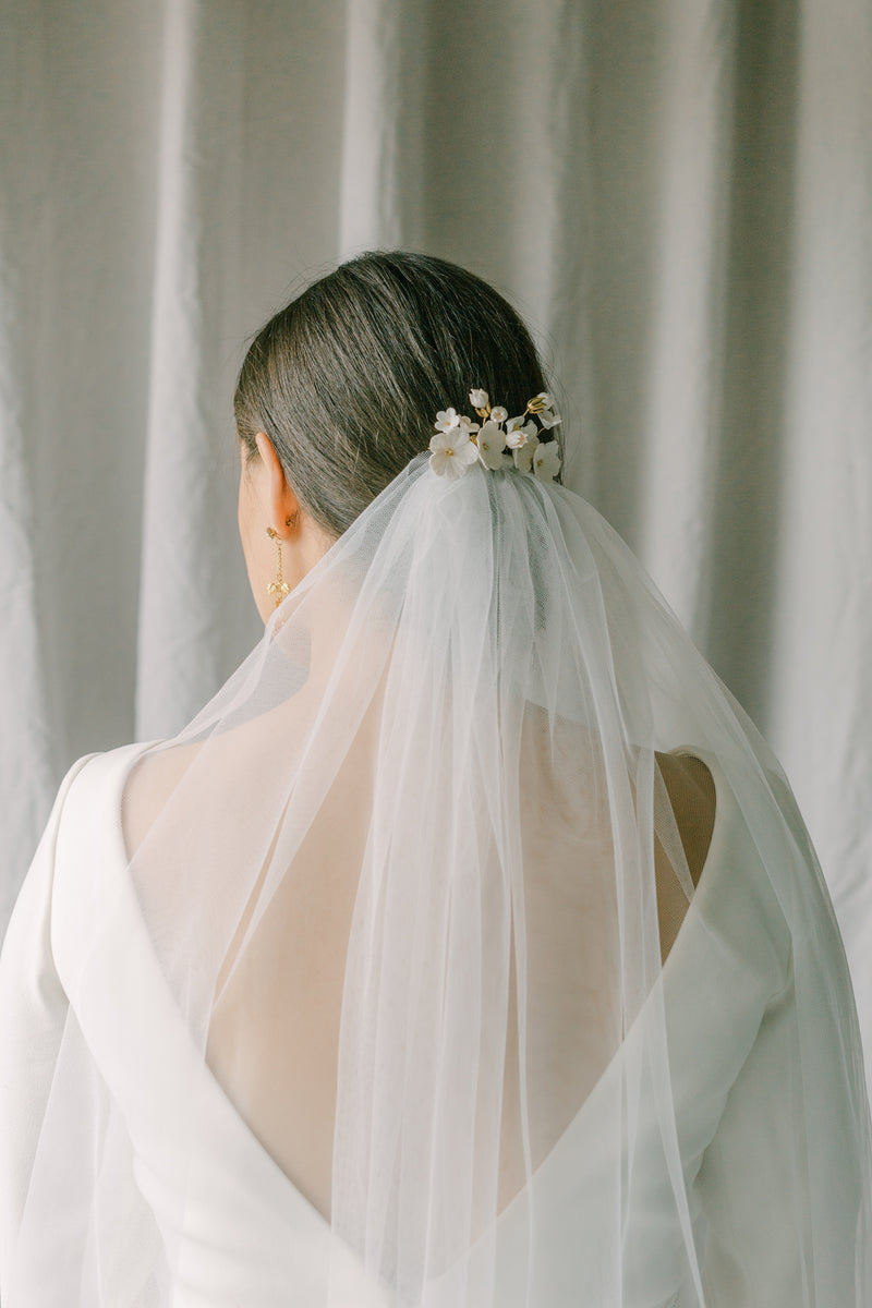Small Flowers Veil Whit Scattered Pearls Floral Wedding Veil One Tier Veil  Long Veil Cathedral Length Veil With Comb 