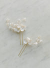 wedding hair pins, blossoms hair pins with clay flowers, bridal hair piece CÂLIN style 21005