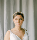 bridal crown with crystal and clay flowers, wedding headband, ARDEUR style 21010