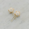 bridal hair pins whith brass and clay flowers, crystal and pearls, DOUCEUR style 21011